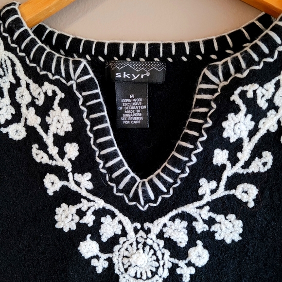 Last Chance! Skyr VTG Embroidered Top Stitch Wool Sweater - Picture 5 of 7